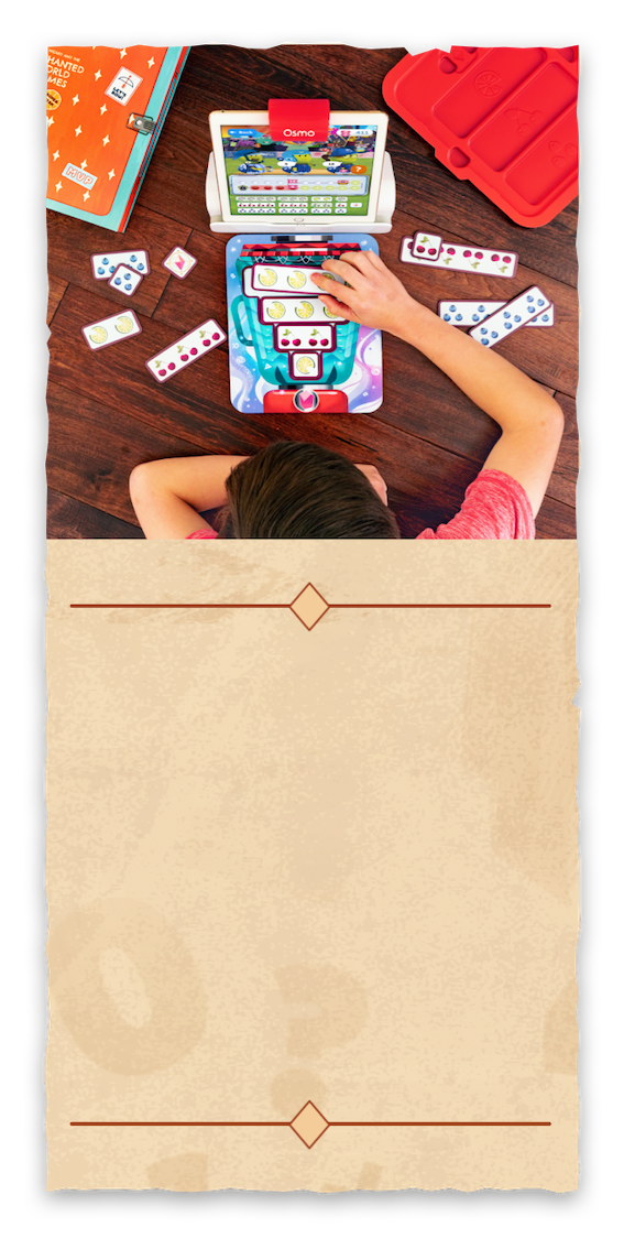 Child playing the Osmo Math Wizard game serie on their tablet