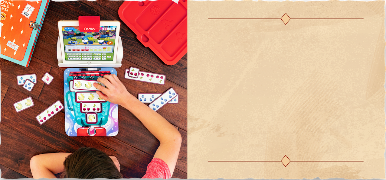 Child playing the Osmo Math Wizard game serie on their tablet